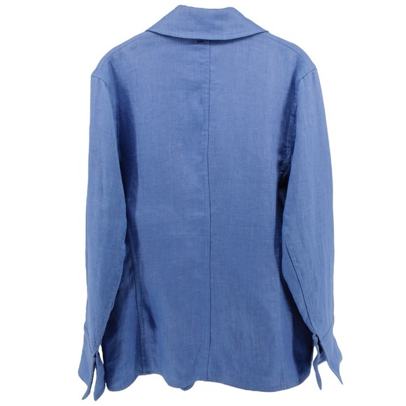 Nycard Collection Bright Sky Blue Linen Summer Chic Blazer Women’s Size 10 - Picture 4 of 9